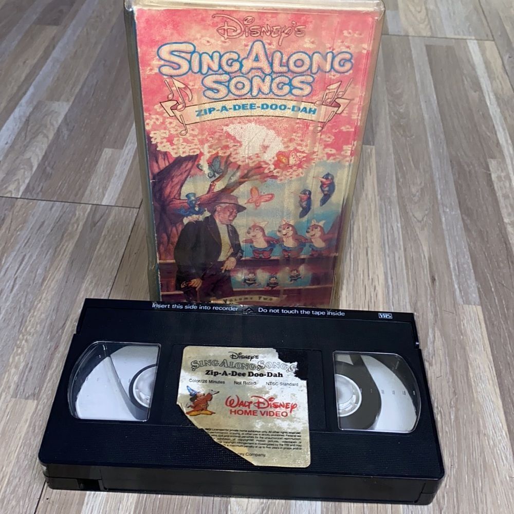 Disney Sing Along Songs Zip-A-Dee-Doo-Dah VHS Tape vintage nostalgia display 90s